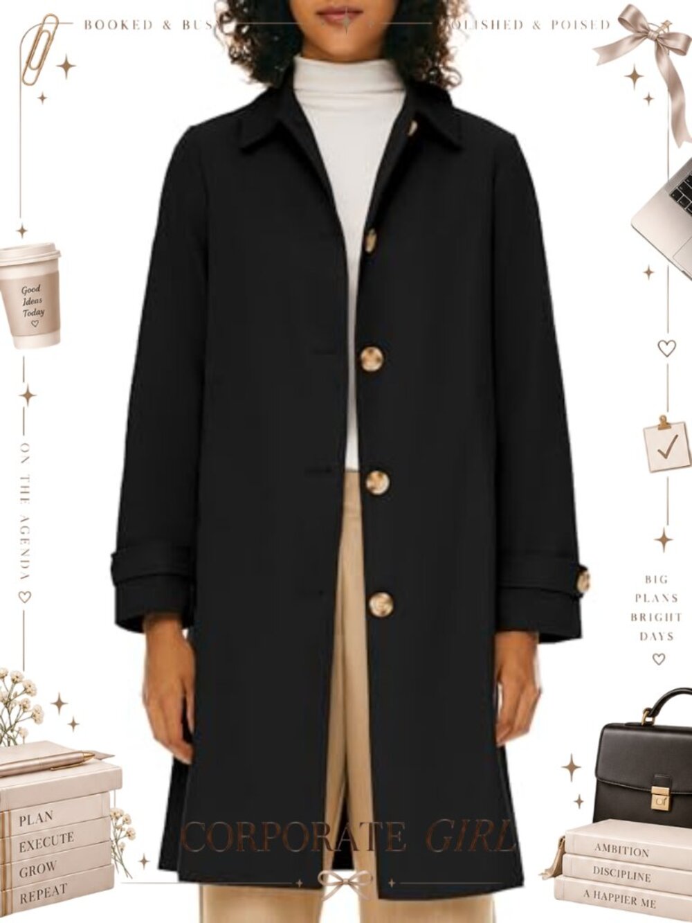 Single Breasted Trench Coat Mid Long Lapel Windproof Slim Outerwear